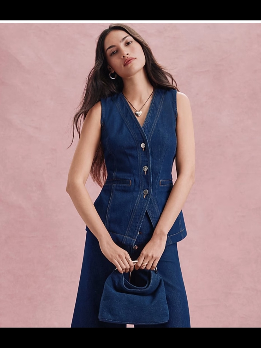 LOFT Denim Vest in Classic Rinse Wash